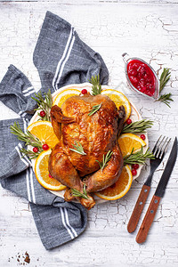 感恩节日晚餐烤火鸡或肉图片