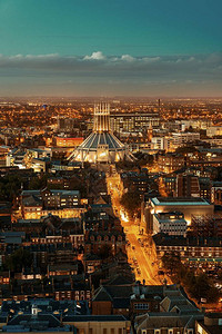 夜间利物浦天线际屋顶视图联合王国英有图片