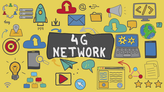 4G网络黄色插图形技术概念背景图片