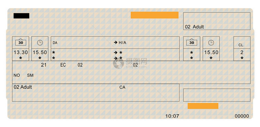 白色背景上的火车票图片