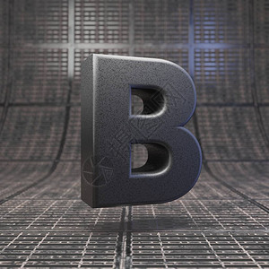 黑色字母B大写DLSR相机身塑料质感字母在金属地板上3D渲背景图片