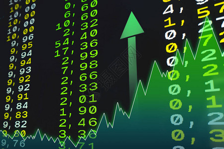 绿色数字中的股票市场价值显示Teletex股图片