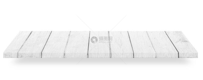 Wooden白色桌面或在白色背景上隔绝的木架带有剪切图片