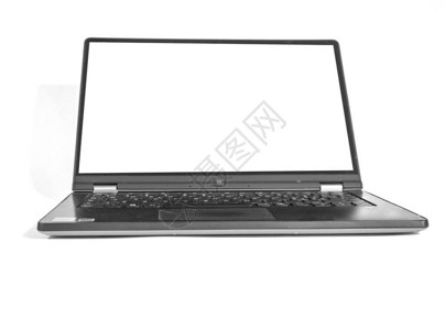 白色背景上灰色边框的黑色笔记本电脑pc黑白屏幕可以插入任图片