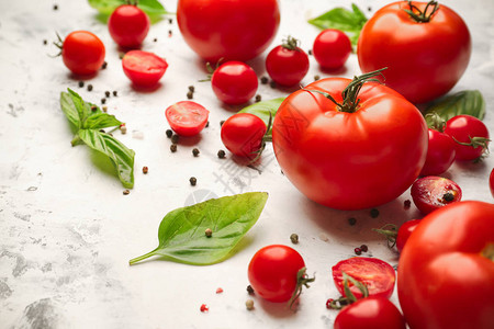 浅色背景中的新鲜西红柿背景图片