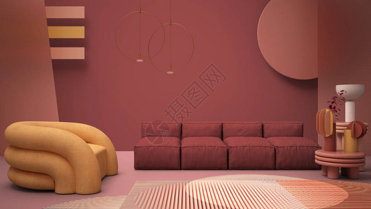 红色现代客厅背景图片