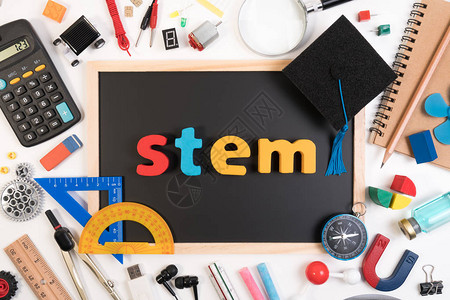 STEM教育科学技工程STEM字词在黑板上图片