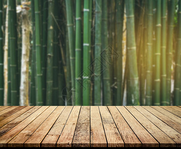 天然青竹林背景的老木板背景图片