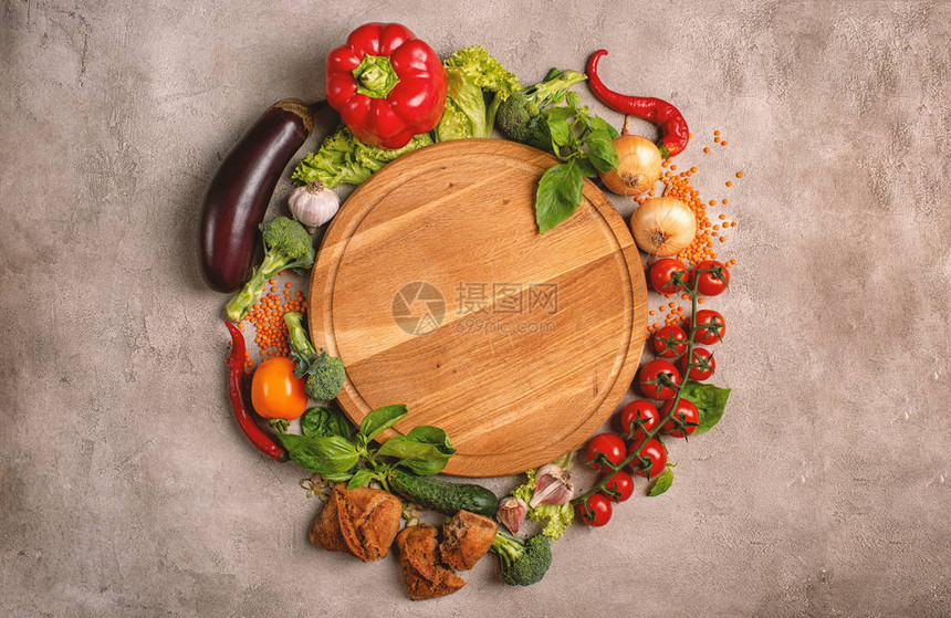 从上面拍摄的蔬菜健康食物背图片