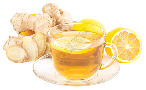 一杯加柠檬蜂蜜和姜根的姜茶图片