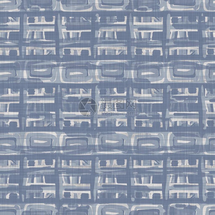 无缝法式蓝白色农舍风格方花布纹理机织亚麻检查布图案背景用于厨房毛巾材料的格子呢格子特写编织物方图片