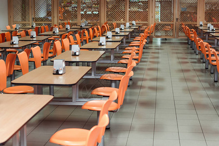 自助餐厅或食堂内部学校食堂有桌椅的工厂食堂图片