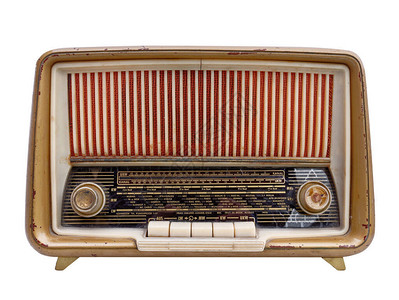 老式收音机在白色上隔离老式收音机图片