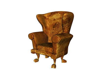 旧棕色软垫皮革扶手椅图片