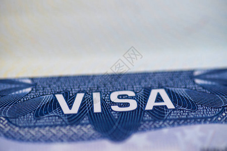 护照上美国签证的微距拍摄背景图片