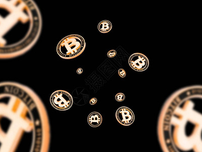 比特币现金黄金下跌的加密货币落硬币上黑色孤立莱特币图片