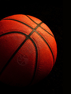 一个被黑色隔离的篮球的特写背景图片
