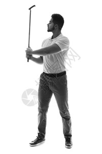 英俊男高尔夫球手的黑色图片