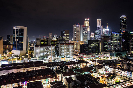 新加坡唐人街城市夜景图片