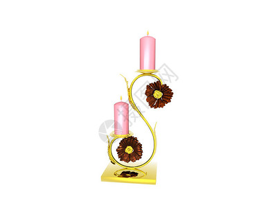 金色烛台配粉色蜡烛背景图片
