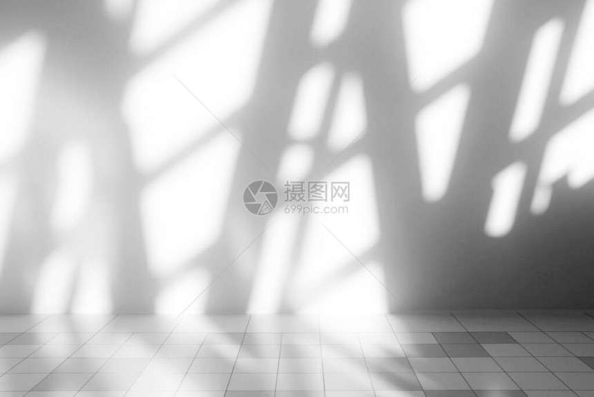白色房间有建筑物结构背景的影子建图片