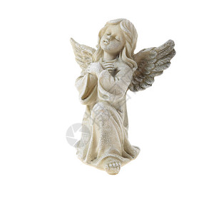 孤立在白色背景上的天使雕像背景图片