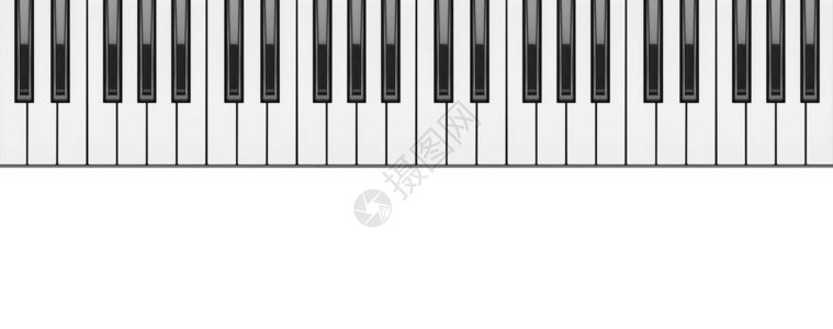 钢琴键盘关闭在白色背景图片