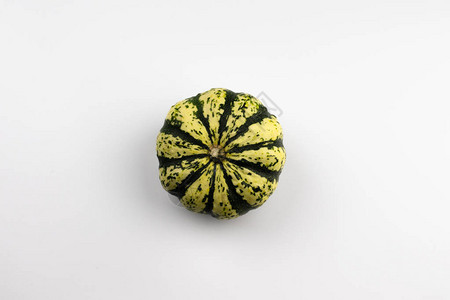黄色绿白色背景上的装饰南瓜Pumpkin位于照片中心info背景图片
