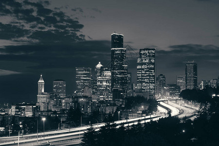 西雅图市风景与城市建筑和交图片