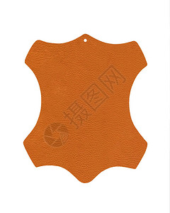 橙色原始皮革标志由100真皮制成图片
