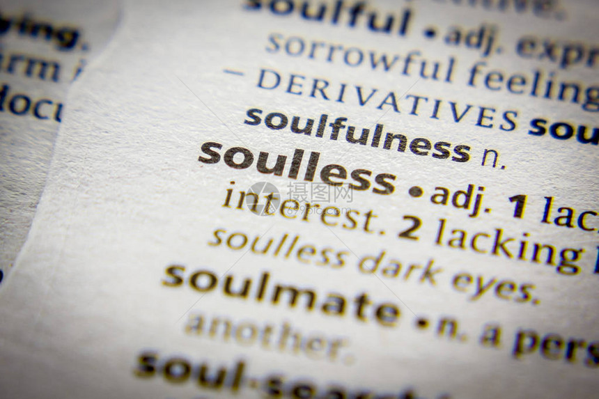 字典中的单词或短语Soulless图片