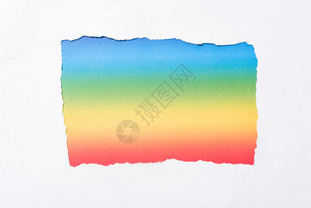 白色撕破的纸孔中的彩虹色背景背景图片