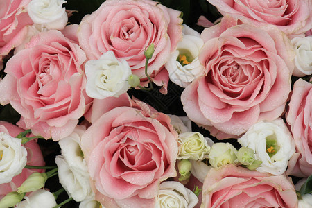 花卉婚礼装饰中的粉红色和白色花朵图片