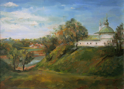 俄罗斯老城的教堂图片