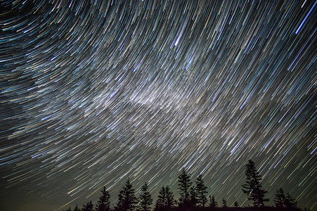 夜空中美丽的星轨迹图片
