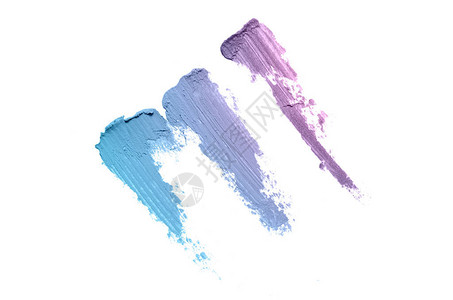两把刷子白背景上孤立的口红或丙烯漆的磨擦和纹理唇膏或液体指甲油手表模样美容设计元素紫蓝色插画