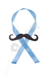 黑胡子和蓝丝带作为抗癌症运动的象征白图片