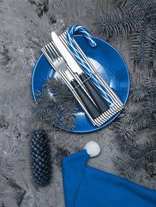 蓝色时尚的圣诞装饰品图片