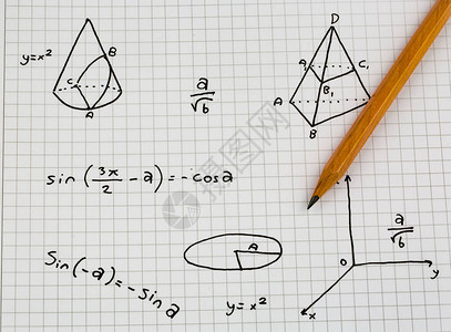 手写数学公式的特写教育概念图片