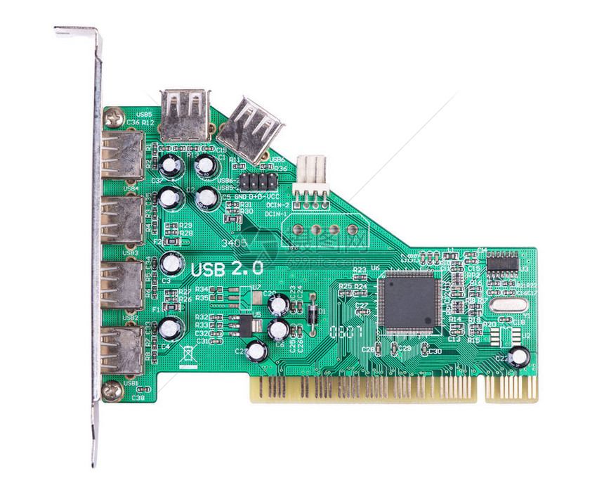 USBPCI在白色背景上孤立的PC图片