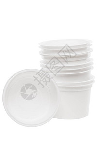 白色背景的酸奶可支配塑料杯塑料包装图片