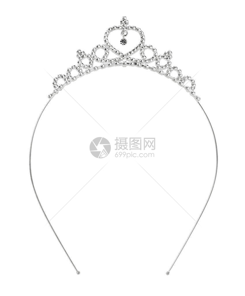 银色公主王冠的头发环绕着被孤立在背图片