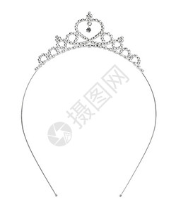 银色公主王冠的头发环绕着被孤立在背背景图片