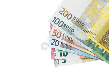 一组彩色欧元钞票图片