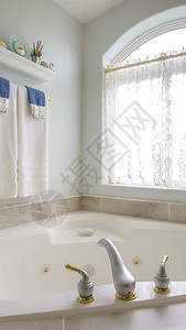 带金银水龙头的立式框架浴缸图片