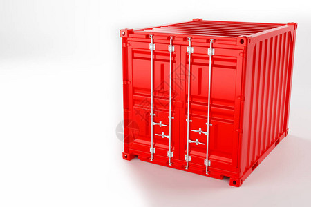 白色背景上红色10英尺集装箱的高质量图像十英尺海运集装箱图片