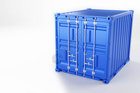 白色背景上蓝色10英尺集装箱的高质量图像十英尺海运集装箱图片