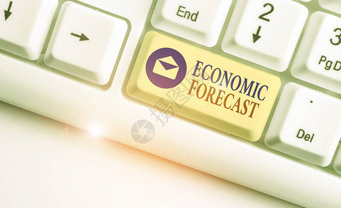 显示经济预测的文本符号试图预测经济未来状况的图片