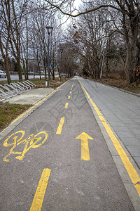 城市中的双向自行车道图片