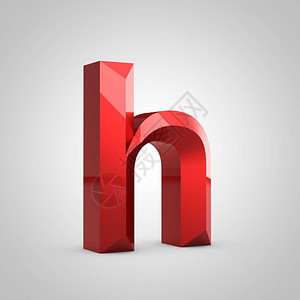 白色上隔开的红色光滑斜纹字母H小写3d图片